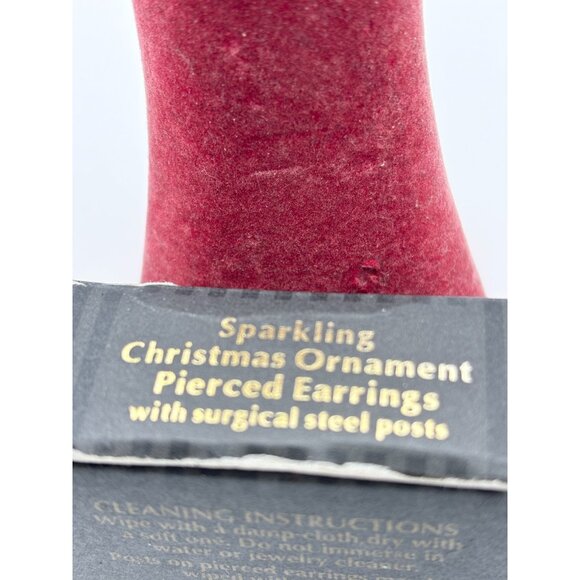 1992 Avon Sparkling Rhinestone Christmas Ornament Pierced Earrings - Picture 5 of 7